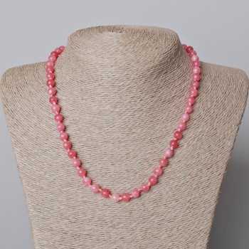 Tourmaline Necklace (synthetic) with smooth beads, 6.5 mm diameter, length 45–48 cm
