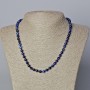 Blue Cat's Eye Necklace, natural stone, smooth beads, 6 mm diameter, 45-48 cm length