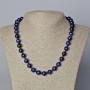 Blue Cat's Eye Necklace, natural stone, smooth beads, 10 mm diameter, 45-48 cm length