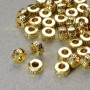 Bead-insert findings, diameter 3.5×6 mm, hole diameter 2.6 mm, gold-tone metal, pack 20 g ± 38 pcs ±
