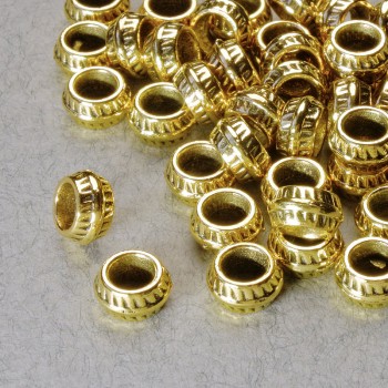 Bead-Insert Findings, 4×7 mm diameter, hole 3.6 mm, gold-tone metal, pack of 40 pcs ± 20 g