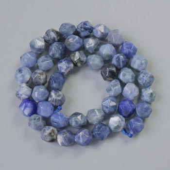 Sodalite Beads, Natural Gemstone, Faceted, 7×8 mm Diameter, About 37 cm Long on Thread