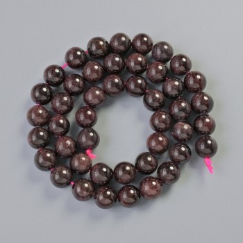 Garnet beads, natural stone, smooth round beads, diameter 8.5 mm, length 38 cm on thread