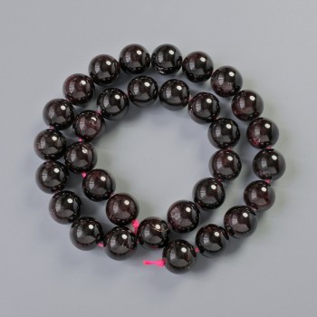 Garnet Beads, natural stone, smooth round beads, diameter 12.5 mm, length about 40 cm on thread