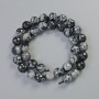 Beads Snowy Obsidian 'Apache Tears' natural stone faceted ball, diameter 10mm±, length 37cm± on thread