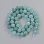 Aquamarine Beads, Natural Stone, Smooth Round Beads, 10 mm Diameter +/-, Length 38 cm +/- on Thread
