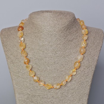 Citrine Necklace with natural stone, faceted beads, diameter 10x13 mm, length 45-50 cm