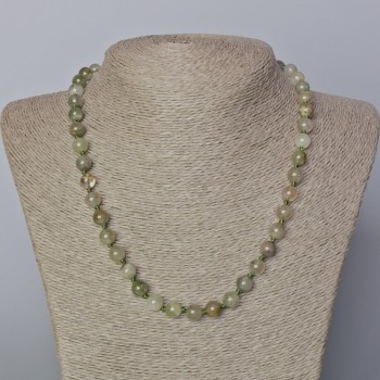 Phantom Quartz with Rutile Necklace, Natural Stone, Smooth Beads, 8 mm Diameter ±, 45–50 cm Length