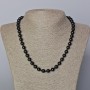 Necklace Black Agate (pressed) Smooth Bead, 8 mm diameter+-, length 45-48 cm+