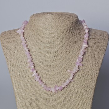 Kunzite Necklace - natural stone chip beads, 9x4 mm diameter, length 45-47 cm