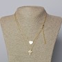Xuping Chain Lemon Gold Plating, 1.4 mm thick with pendant "Heart and Cross", diameter 10×12 mm, 15×11 mm+-, length 39-44 cm+-