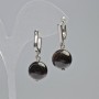 Garnet Earrings, Natural Stone, Smooth Bead, Diameter 12.5 mm ±, Length 30 mm ±, English Clasp