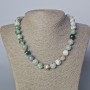 Moss Agate Necklace with natural stone, smooth beads, 12mm diameter, 45-47cm length