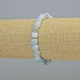 Aquamarine Bracelet with Natural Gemstone, Faceted Beads, 7mm Diameter ± (Stretch), Length 18cm+