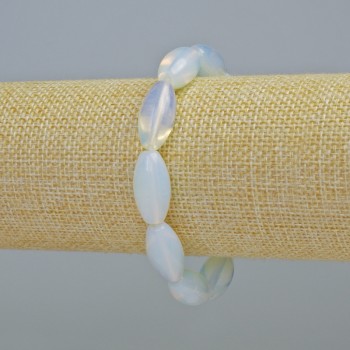 Bracelet with Synthetic Moonstone, Oval, 10×20 mm ± (Stretch), Length 18 cm