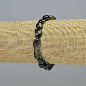 Sun Obsidian Bracelet, natural stone, faceted beads, diameter 8x10mm ± (stretch), length 18 cm+