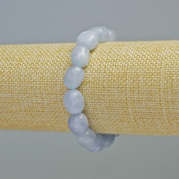 Aquamarine bracelet with natural stone faceted beads, 10x12 mm diameter ±, stretch, 18 cm length