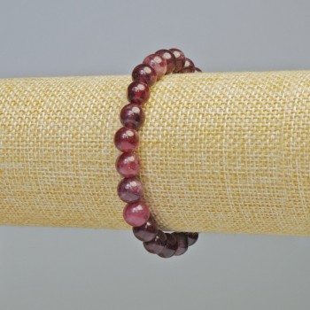 Bracelet Rubellite Tourmaline natural stone, smooth beads, diameter 8mm ± (stretch), length 18cm+