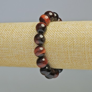 Bull's Eye Bracelet with Natural Stone, Smooth Beads, 12mm diameter ± (stretch), length 18cm+