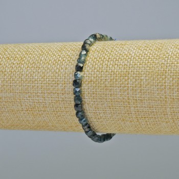 Blue Indigolite Tourmaline Bracelet, natural stone, faceted cube beads, diameter about 4 mm ± (stretch), length 18 cm+