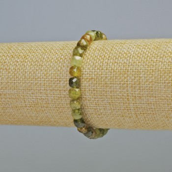 Grossular Bracelet (Green Garnet) Natural Faceted Cube Stone, Diameter 6mm ± (Stretch), Length 18cm +