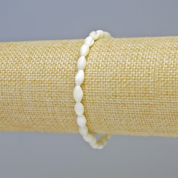 Bracelet with natural mother-of-pearl beads, 5x8 mm diameter, +/- (stretch), length 18 cm+