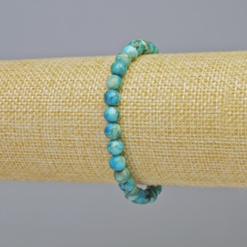 Blue Jasper Bracelet (synthetic) smooth bead, 6 mm diameter ± (stretch), length 18 cm+