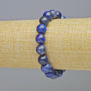 Lapis Lazuli Bracelet, natural stone, smooth beads, 10mm diameter ± (stretch), length 18cm+