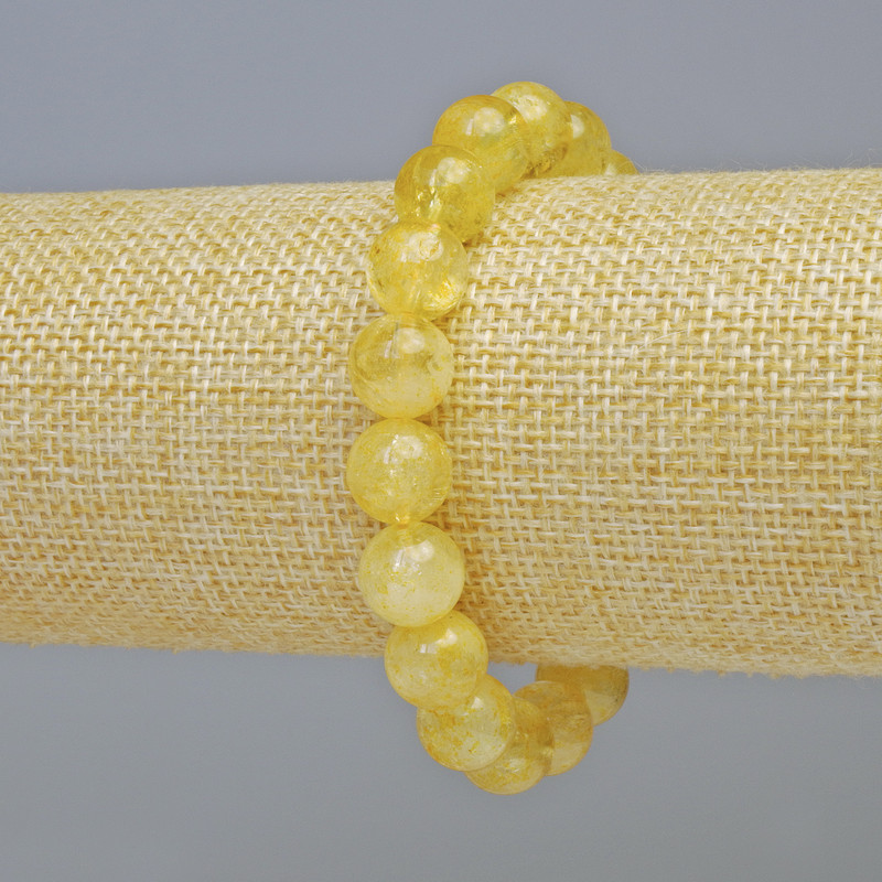 Bracelet Citrine natural stone, smooth beads, diameter 10 mm ± (stretch), length 18 cm+