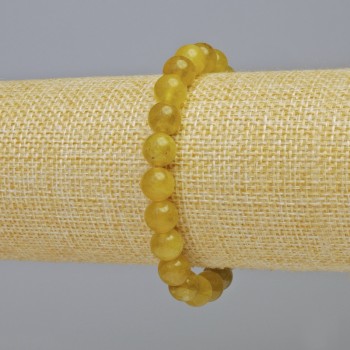 Bracelet Yellow Quartz natural stone smooth bead, diameter 8.5 mm +/- (stretch), length 18 cm+