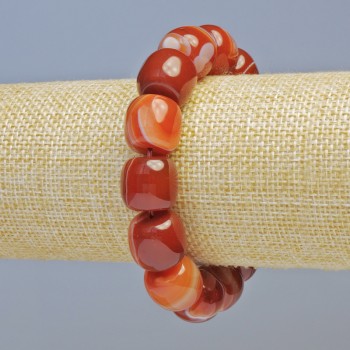 Carnelian bracelet with natural smooth cylindrical beads, diameter 15×13 mm, 5 mm ± (stretch), length 18 cm+
