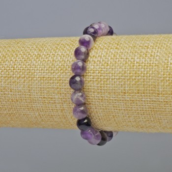 Amethyst Bracelet with Natural Stone - Smooth Bead, 8 mm Diameter ± (Stretch), 18 cm Length