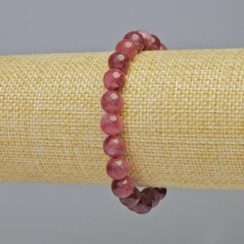 Rubellite Tourmaline Bracelet, natural stone, smooth bead, 8 mm diameter ± (stretch), length 18 cm+