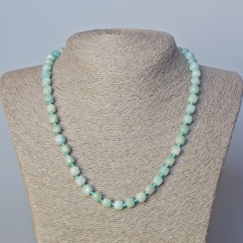 Amazonite Necklace with faceted cube beads, natural gemstone, diameter 7 mm, length 45–49 cm
