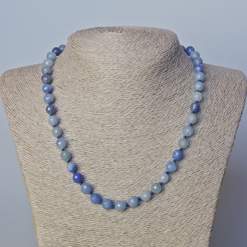 Blue Aventurine Necklace with Faceted 8mm Beads, 45 cm Length