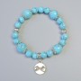 Turquoise Bracelet (Pressed) Smooth Bead, 12 mm Diameter, 8.5 mm +- (Stretch), Length 18 cm +- with Metal Inserts