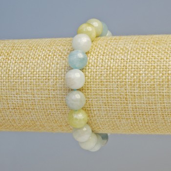 Morganite Bracelet with Natural Stone, Smooth Bead, 10mm Diameter ± (Stretch), Length 18 cm+