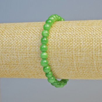 Chrysoprase Bracelet (Synthetic Acrylic) on Elastic Cord, Smooth Beads, 6.5 mm Diameter, Stretch, Length 18 cm+