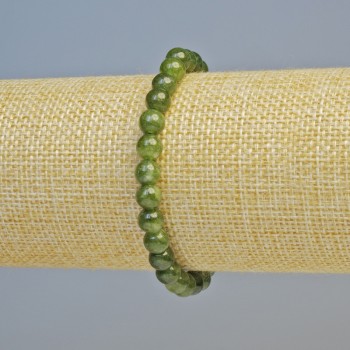 Jadeite Bracelet, Natural Stone, Smooth Bead, Diameter 6.5 mm ± (Stretch), Length 18 cm+