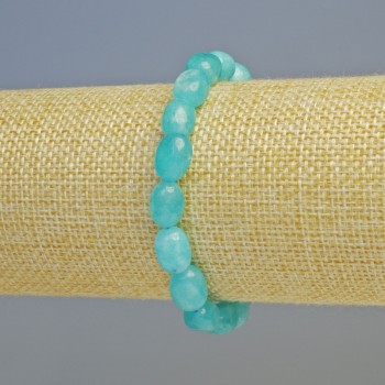 Aquamarine bracelet, natural stone, faceted beads, diameter 8×10 mm ± (stretch), length 18 cm+