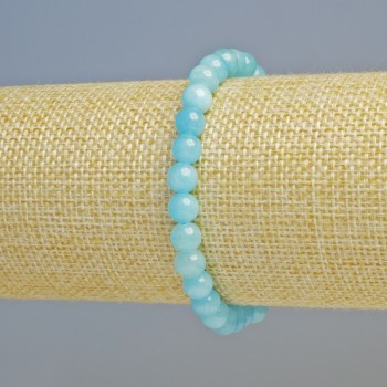 Aquamarine Bracelet (Acrylic) Smooth Bead, 6.5 mm diameter ± (stretch), length 18 cm+