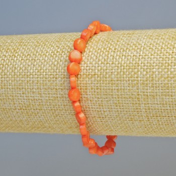 Orange Coral Natural Coin Bracelet, diameter 6x3 mm ± (stretch), length 18 cm+