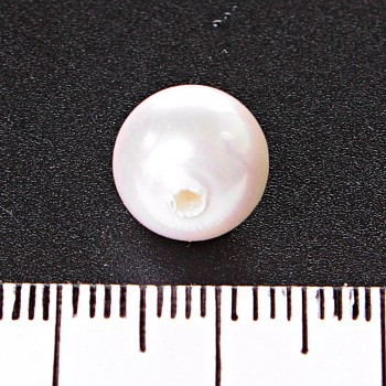 White pearl bead for jewelry findings, single-sided hole, 10mm, pack of 18