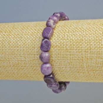 Lepidolite Bracelet with Faceted Natural Stone Beads, Diameter 11-12×8-9 mm, 5 mm ± (stretch), Length 18 cm+
