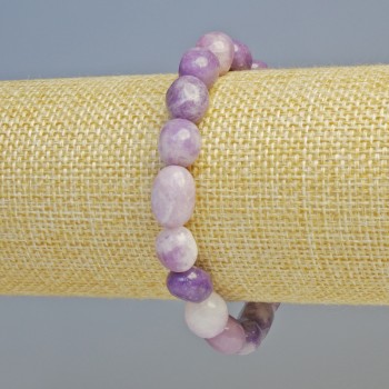 Lepidolite Bracelet with natural stone faceted beads, 9×10 mm diameter ± (stretch), length 18 cm+