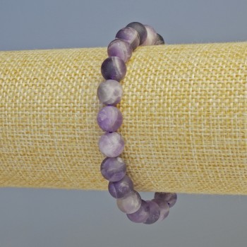 Amethyst Bracelet with Natural Stone, Matte Smooth Bead, Diameter 8.5 mm ± (Stretch), Length 18 cm+
