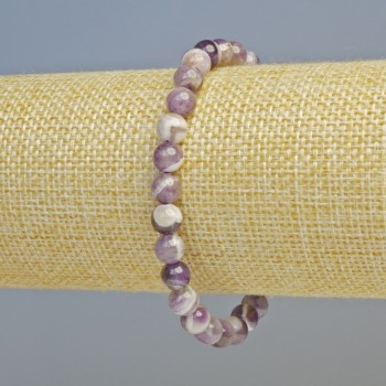 Bracelet made of natural amethyst with smooth beads, diameter about 6.5 mm ± (stretch), length 18 cm+