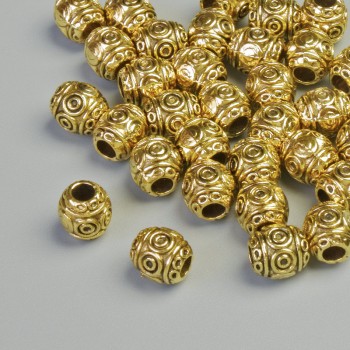 Bead-insert Findings, 6x6 mm, hole diameter 2.5 mm, pack of 33 pcs, ± 20 g, gold-tone metal