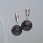 Amethyst Earrings, Natural Stone Smooth Ball, 18 mm Diameter ±, 35 mm Length ±, English Clasp