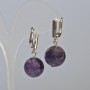 Amethyst Earrings, Natural Stone, Smooth Ball, 14 mm Diameter, 30 mm Length, English Clasp